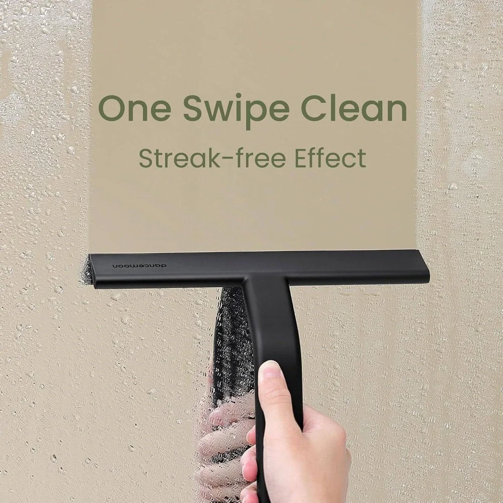 Dancemoon Silicone Shower Squeegee Matte Black Minimalist Glass Door Cleaner